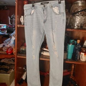 true luck jeans 34/30 Light Blue Worn Look